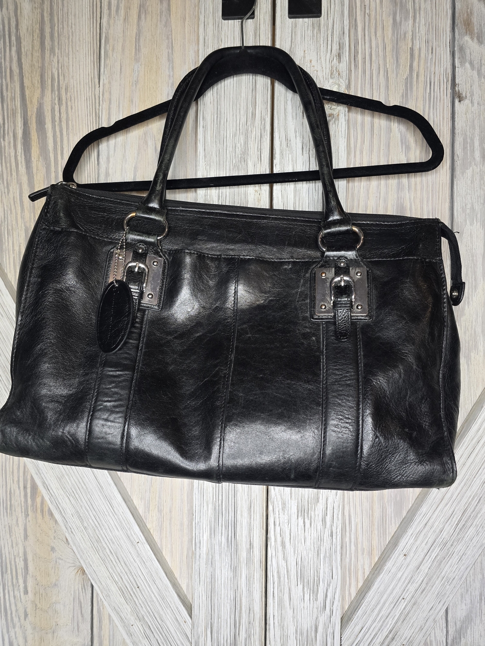 Vintage Wilsons Leather Black Tote Shoulder Bag Genuine Leather Large Purse